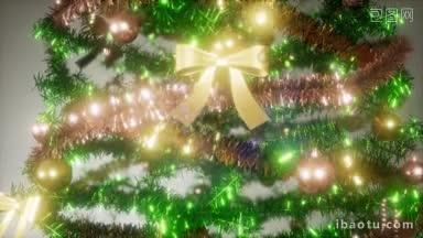 有一颗发光的圣诞树在圣诞节